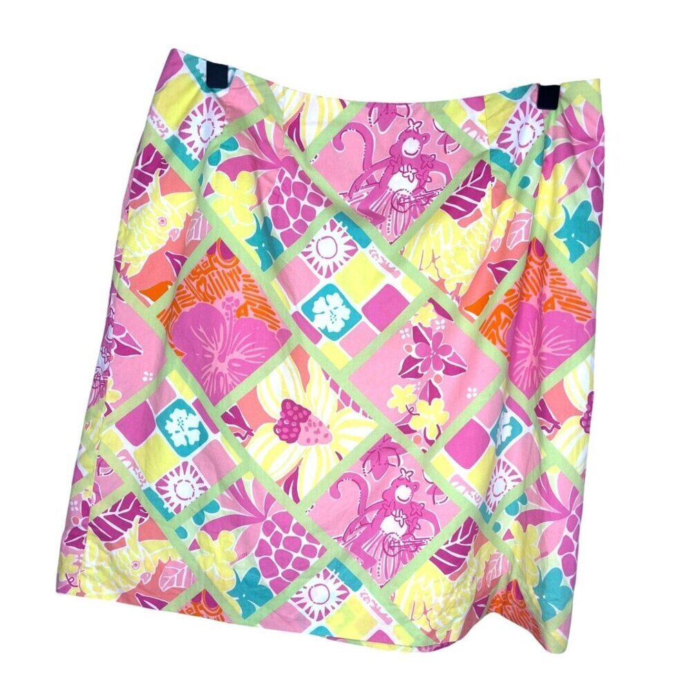 Lilly Pulitzer White Tag Skirt  Size 6 Patchwork Floral Theme Print Vintage